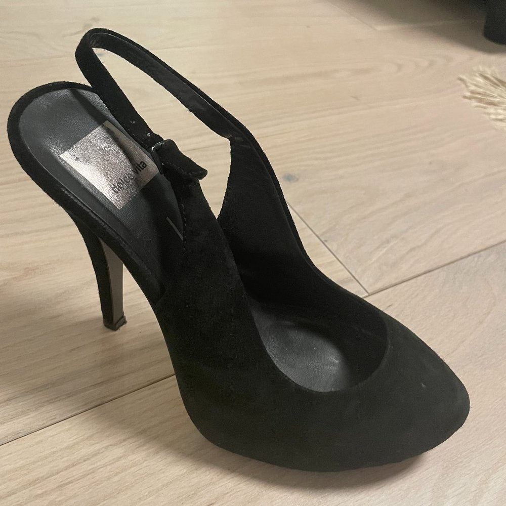 Dolce Vita Black Suede Slingback Pumps - Size W9